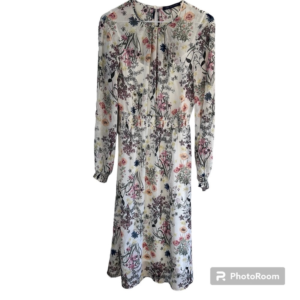 M&S MARKS & SPENCER FLORAL LONG SLEEVE MAXI DRESS WITH SLIP, UK SZ 10 ,US SZ 6